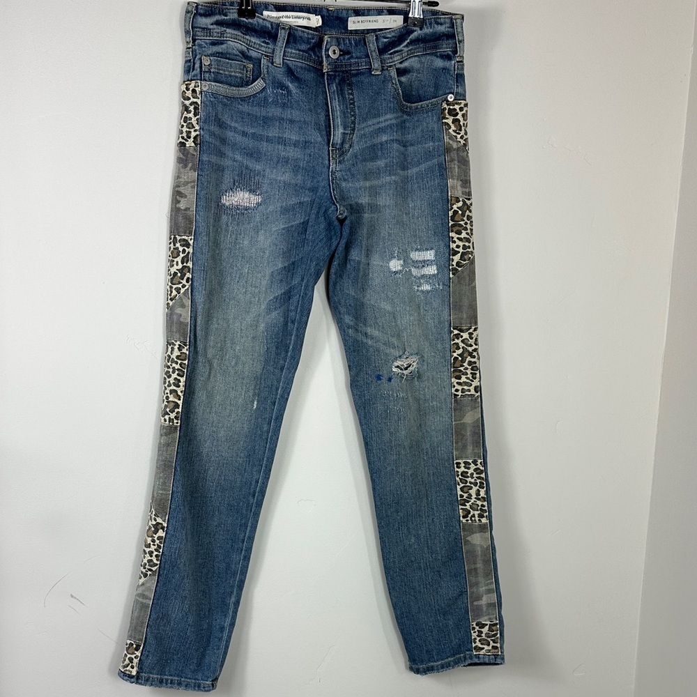 Anthropologie Pilcro & The Letterpress Patchwork Slim Boyfriend Blue Jeans 26 - Picture 5 of 14
